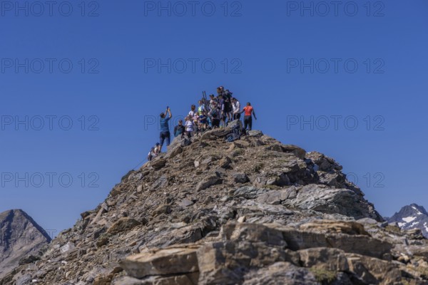 Landscape panorama, summit cross, Brennkogel, hiker, Glockner area, Pinzgau, summit book,