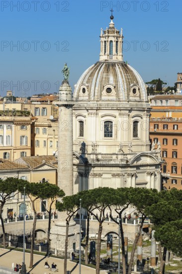 View of part of Trajan's Forum with 40 metre high Victory Column in front Column of Honour of