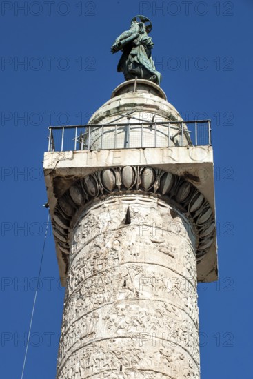 View from bottom to top of statue of Apostle Peter, Saint Peter, Saint Peter, erected in 1587 at