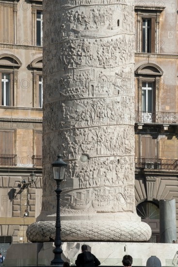 View of part of pedestal and details of spiral marble relief on column of honour Victory Column
