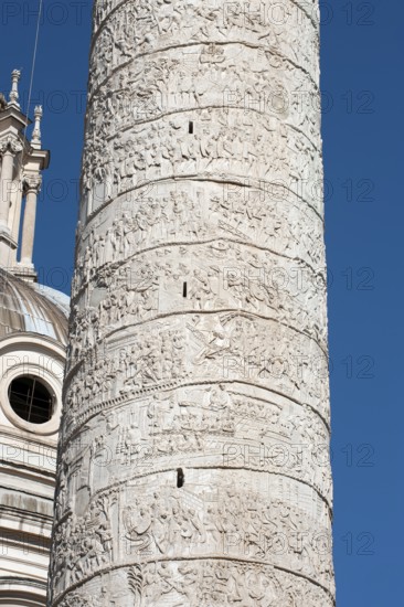 Detail of spiral marble relief on column of honour Victory Column from year 113 with scenes from