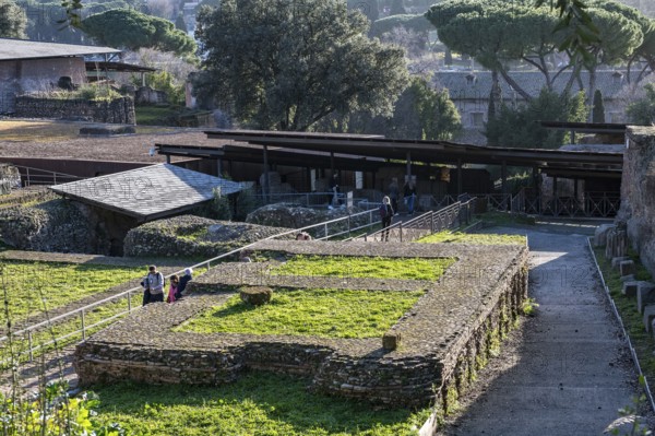 Foundations of an important ancient sanctuary Temple of the goddess Iuno Juno, in the background