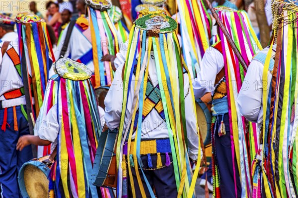 Congado parade through the streets of Belo Horizonte with its typical and colorful clothes, Belo