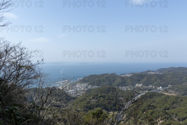 View of the sea and the town of Hama-Kanaya just in front of the summit of Mount Nokogiri, Mount