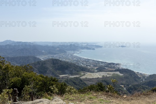 View of the sea and the town of Hama-Kanaya just in front of the summit of Mount Nokogiri, Mount