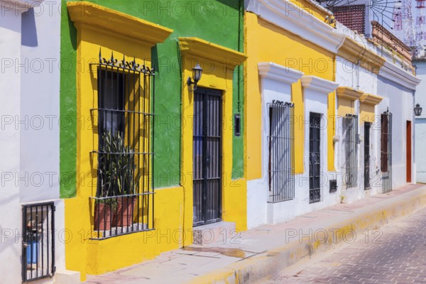 Mexico, Mazatlan colorful old city streets in historic center near El Malecon promenade ocean shore
