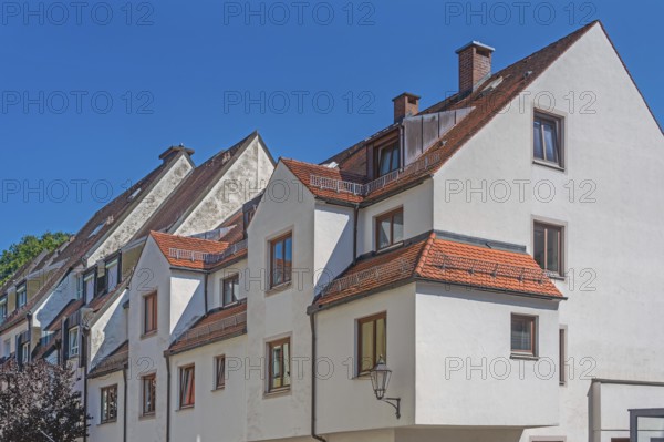 Pointed gable facades with tiled roofs, Kempten, AllgÃ¤u, Bavaria, Germany