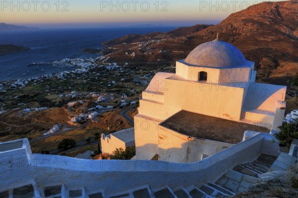 The church Agios Ioannis Theologos at sunrise, Serifos, Cyclades Islands, Greece