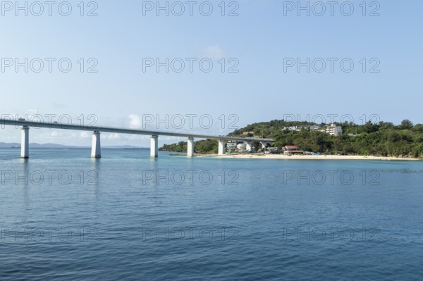 Architecture, Sesoko Bridge and Anchi-hama Beach, sandy beach of Sesoko-jima, Sesoko Island,
