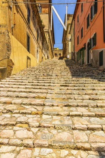 Historic stairs in the old town centre of Portoferraio, Elba Island, Tuscan Archipelago National