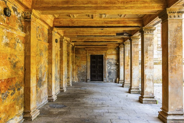 Arcades below the Demidoff Gallery, San Martino, Elba Island, Tuscan Archipelago National Park,