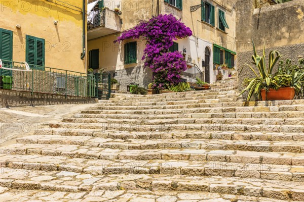 Historic staircase at Piazza A Gramsci, Portoferraio, Elba Island, Tuscan Archipelago National
