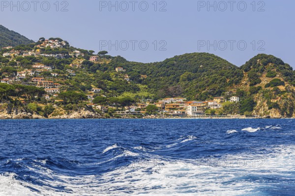 The village of Sant' Andrea with beach, Elba Island, Tuscan Archipelago National Park, Tuscany,