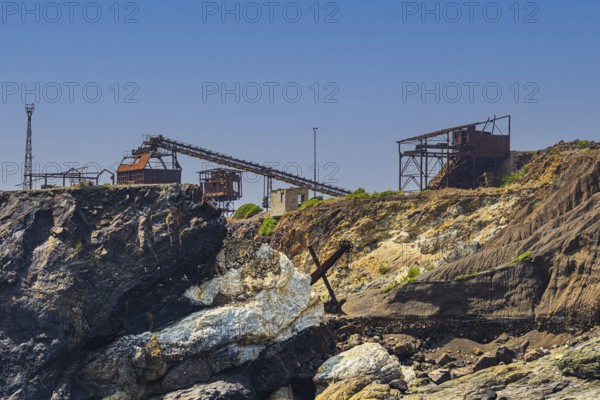 Ruins of a former iron ore mine at Punta Calamita, Elba Island, Tuscan Archipelago National Park,