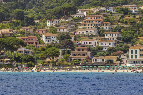 The village of Sant' Andrea with beach, Elba Island, Tuscan Archipelago National Park, Tuscany,