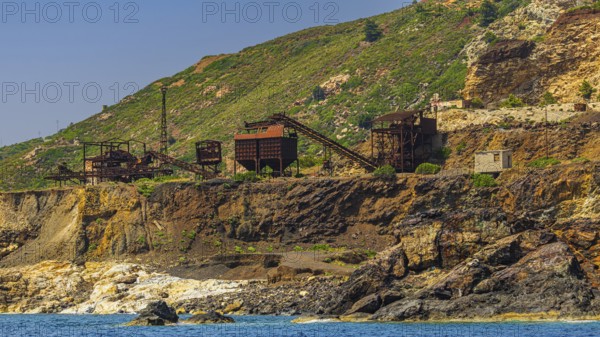 Ruins of a former iron ore mine at Punta Calamita, Elba Island, Tuscan Archipelago National Park,