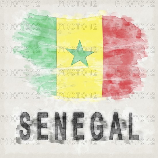 Senegal National Colors with Country Name Background