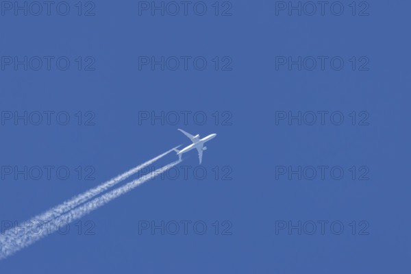 Boeing 787-9 Dreamliner jet passenger aircraft of KLM Royal Dutch airlines in flight in a blue sky