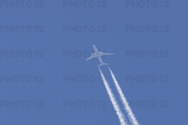 Boeing 787-9 Dreamliner jet passenger aircraft of KLM Royal Dutch airlines in flight in a blue sky