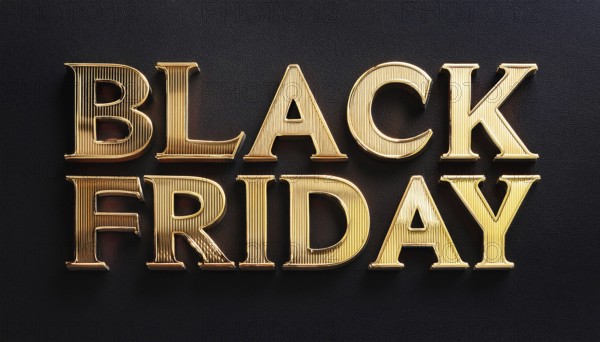 Elegant gold Black Friday text on a dark textured background, ideal for promoting luxury sales