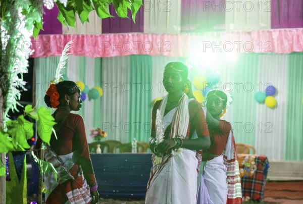 Members of the tea tribe community celebrate the vibrant Karam Festival at a tea estate in