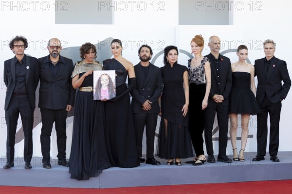 Venice, Italy - 3 September 2025: Nadim Cheikhrouha, Amer Hlehel, Kaouther Ben Hania, Saja Kilani,
