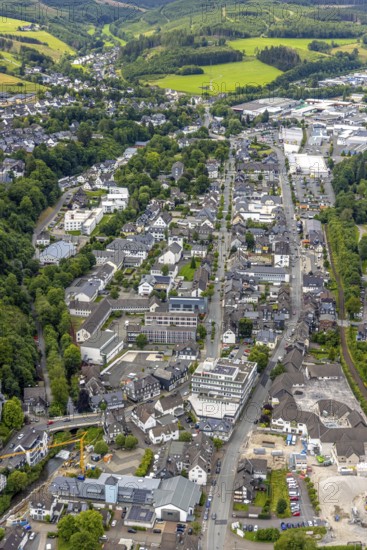 Aerial view, Johannes-Althusius-Gymnasium, local court and police station, St. Marien church,