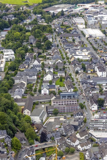 Aerial view, Johannes-Althusius-Gymnasium, local court and police station, St. Marien Church,