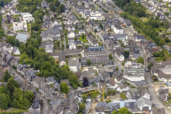 Aerial view, Johannes-Althusius-Gymnasium, district court and police station, St. Marien Church,