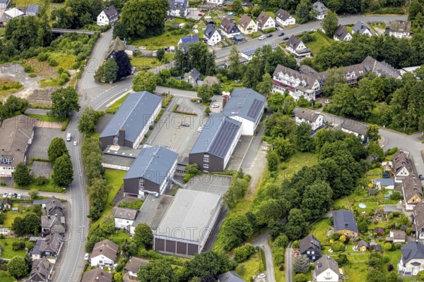 Aerial view, road traffic office and vocational college Wittgenstein, Bad Berleburg, Wittgensteiner