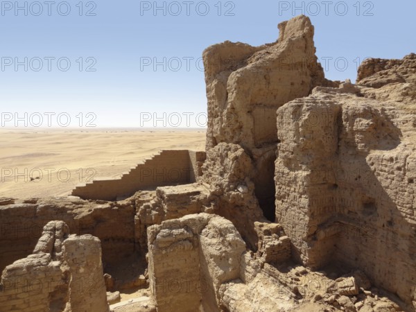 Ruins at Qasr Dusch, a archaeological site in Kharga Oasis in Egypt