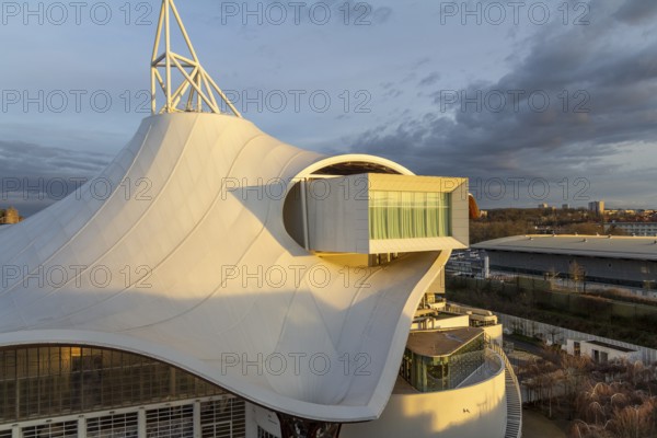 High angle view including the Centre Pompidou-Metz in Metz, a city in the Lorraine region at