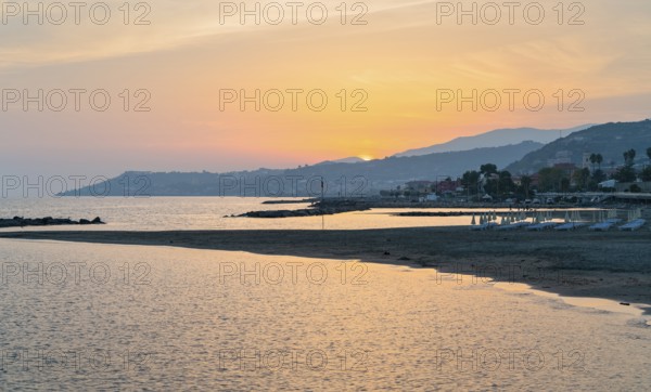 Idyllic sunset impression around Santo Stefano al Mare, a comune in the Province of Imperia in the
