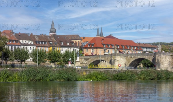 Scenery around the Old Main Bridge in Wuerzburg, a city in the region of Franconia in Bavaria,