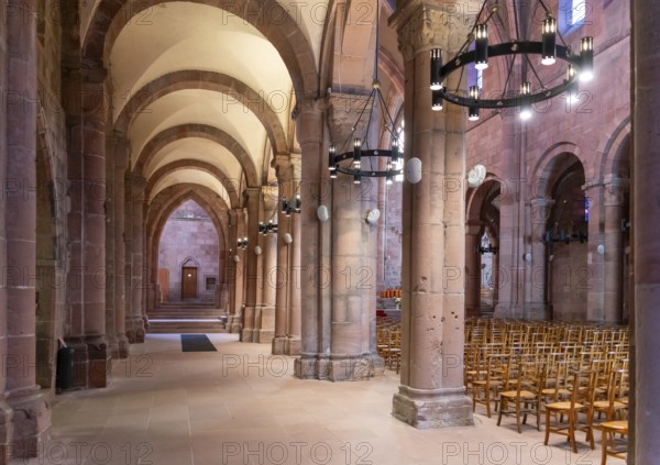 Scenery inside the Saint-Die Cathedral in Saint-Die-des-Vosges, a commune in the Vosges department,