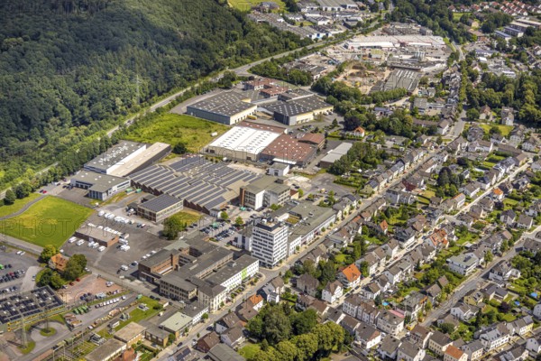 Aerial view, industrial estate Möhnestraße, EGG Elektrogroßhandel GmbH Elektrogroßhandel, Neheim,