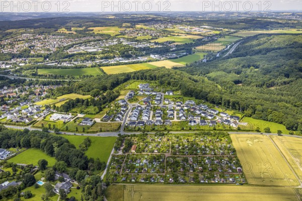 Aerial view, residential area Zum Dollberg, allotment garden association Neheim e. V., view of