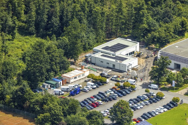 Aerial view, construction site at the Solepark next to the Solepark Große Wiese Freizeitbad Naß,
