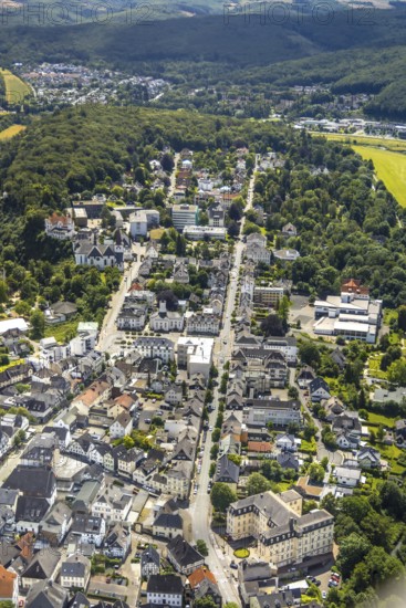 Aerial view, Königstraße, in front the Administrative Court, Neumarkt, Wedinghausen Monastery and