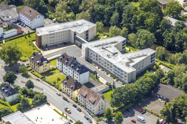 Aerial view, new construction of the Ruhrblick retirement home in Clemens-August-Straße, Obereimer,