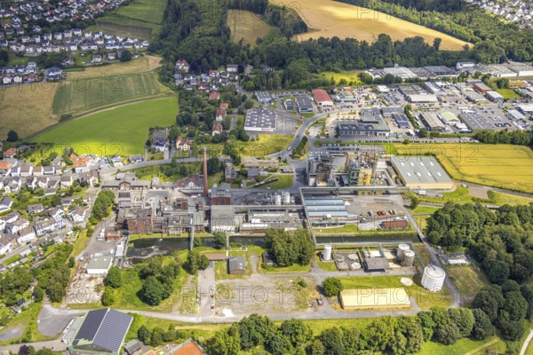 Aerial view, plant Perstorp Chemicals GmbH, behind Stadtwerke Arnsberg GmbH, Niedereimer, Arnsberg,