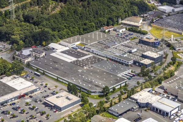 Aerial view, Westring industrial estate, Meta Regalbau and Interprint, Bruchhausen, Arnsberg,