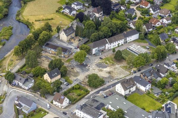 Aerial view, school complex around the former municipal catholic confessional primary school