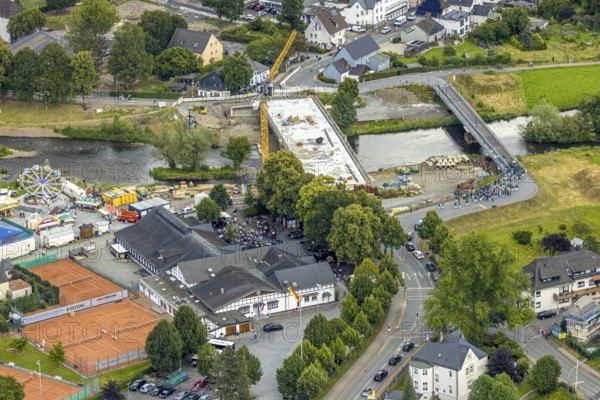 Aerial view, shooting club parade and shooting hall, St. Sebastianus Schützenbruderschaft 1766 e.V.