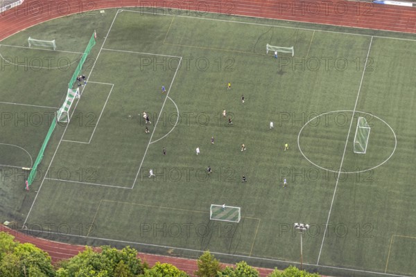 Aerial view, football stadium athletics stadium Auf dem Stöppel, sports field Bad Berleburg, youth