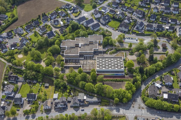 Aerial view, Realschule Bestwig, Ostwig, Bestwig, Sauerland, Germany, secondary school, school