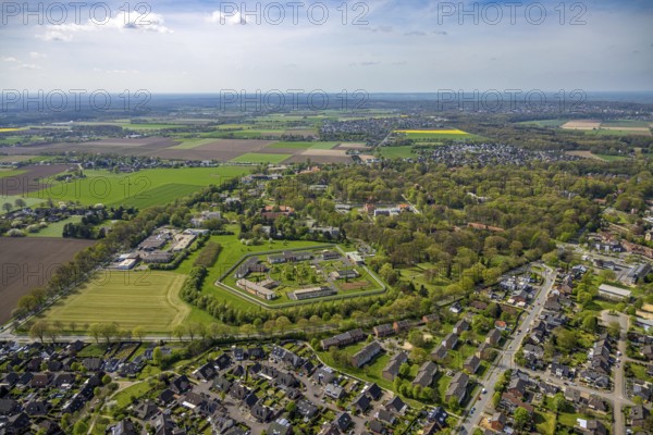 Aerial view, Forensic Psychiatry - LVR Clinic, special psychiatric facilities, circular garden,