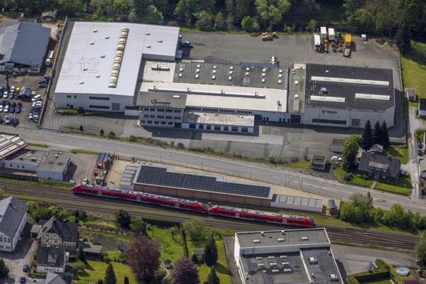 Aerial view, Briloner Straße industrial estate with Ramspott GmbH and Vermeer Deutschland, XXL