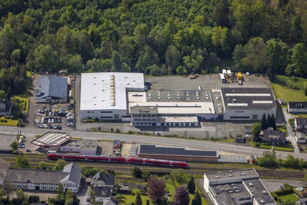 Aerial view, Briloner Straße industrial estate with Ramspott GmbH and Vermeer Deutschland, XXL