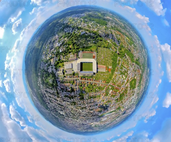 Aerial view, aerial view Bielefeld, football stadium SchücoArena of DSC Arminia Bielefeld, also